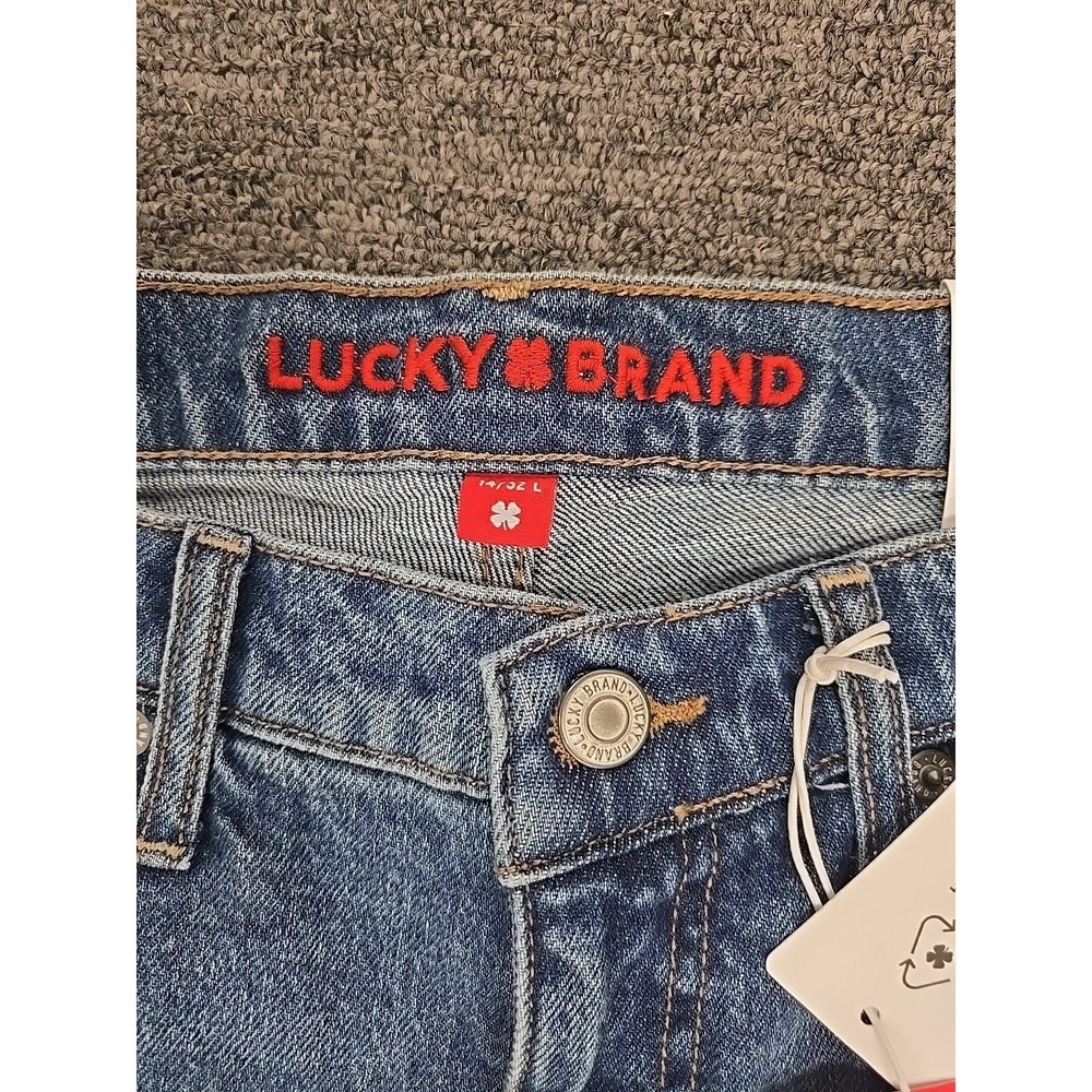 Lucky Brand Zoe High Rise Straight Jeans Womens 14/32L Blue Studded NWT - Picture 2 of 11